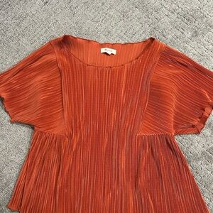 Women's Orange Pleated Top